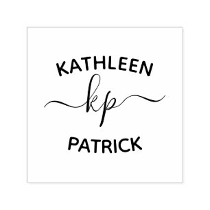 Elegant Couples Name Initials Wedding Self-inking Stamp