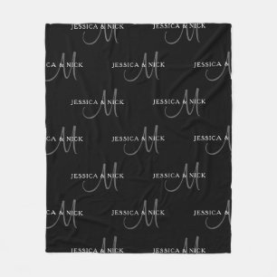 Elegant Couples Names & Monogram Fleece Blanket