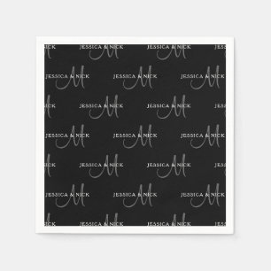 Elegant Couples Names & Monogram Napkin