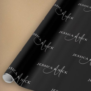 Elegant Couples Names & Monogram Wrapping Paper