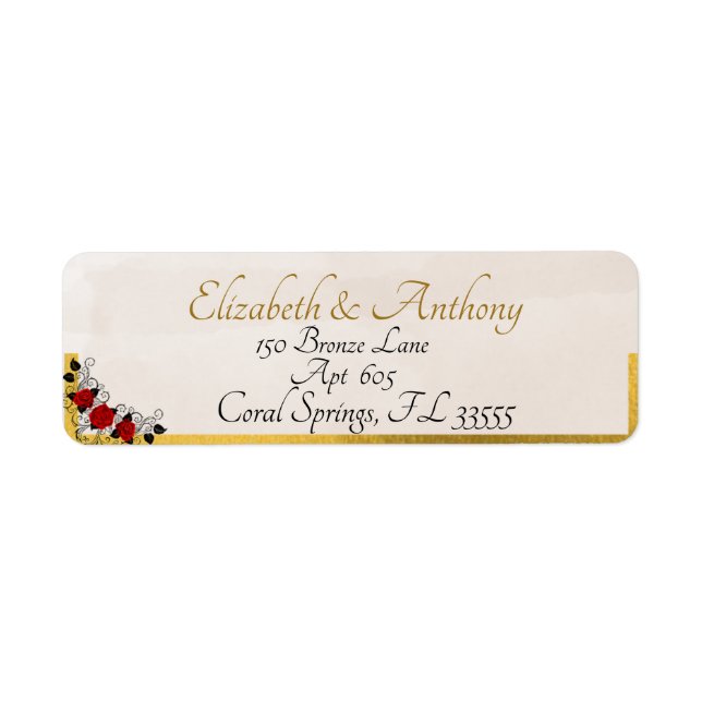 Elegant Couples Off White & Gold  Return Address Label (Front)