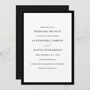 Elegant Couture   Black and White Wedding Brunch Invitation