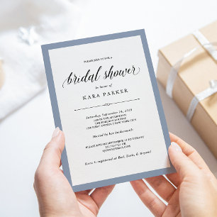 Elegant Couture   Dusty Blue Bridal Shower Invitation
