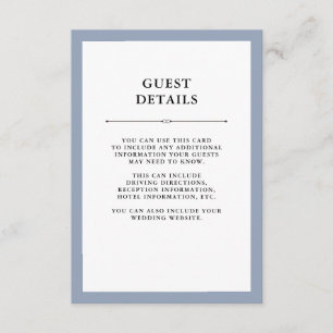 Elegant Couture Dusty Blue Guest Details Enclosure Card