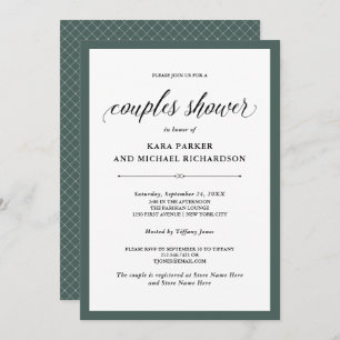 Elegant Couture   Rich Green Couples Shower Invitation