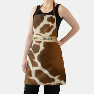 Elegant Cow Faux Leather Modern Collection Apron