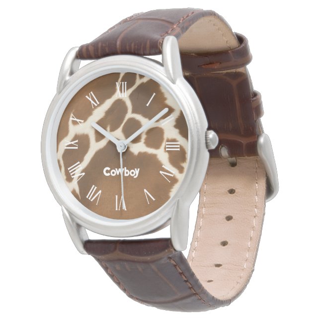 Elegant Cow Faux Leather Modern Collection Watch (Angled)