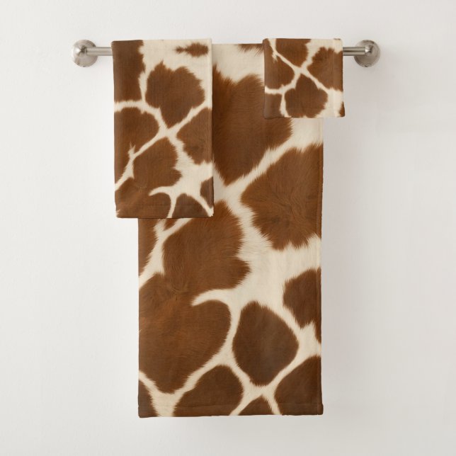 Elegant Cow Faux Leather Popular Collection Bath Towel Set (Insitu)