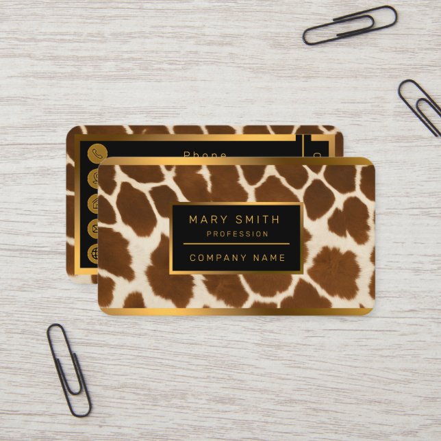 Elegant Cow Faux Leather Popular Collection Business Card (Front/Back In Situ)