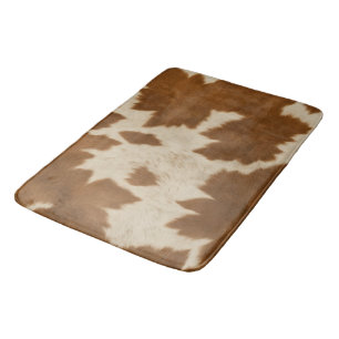 Elegant Cow Faux Leather Trendy Collection Bath Mat