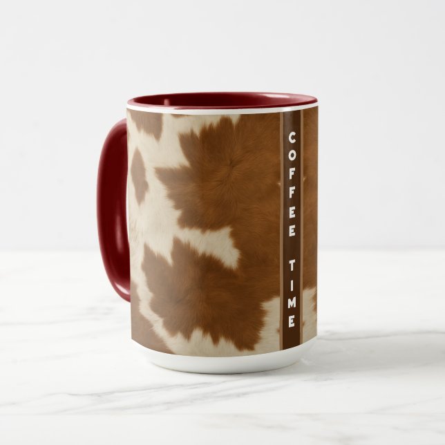 Elegant Cow Faux Leather Trendy Collection Mug (Front Left)