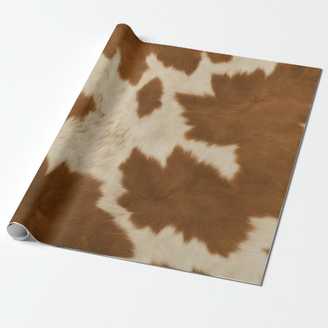 Elegant Cow Faux Leather Trendy Collection Wrapping Paper (Unrolled)