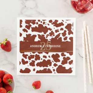 Elegant Cow Spots Print Farmer Wedding Anniversary Napkin