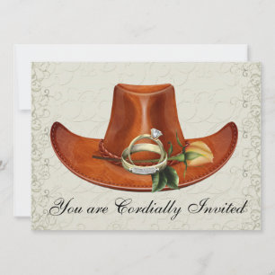 Elegant Cowboy Hat Yellow Rose Wedding Invitation