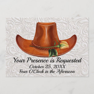 Elegant Cowboy Hat Yellow Rose Wedding Invitation