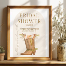 Elegant Cowgirl Boots Bridal Shower Welcome Sign