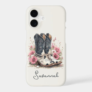 Elegant Cowhide Boots with Flowers Monogrammed