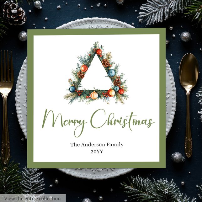 Elegant Cozy Boho Scandinavian Pine Wreath Dinner Napkin (Elegant Boho Scandinavian Pine Wreath Dinner Napkins)