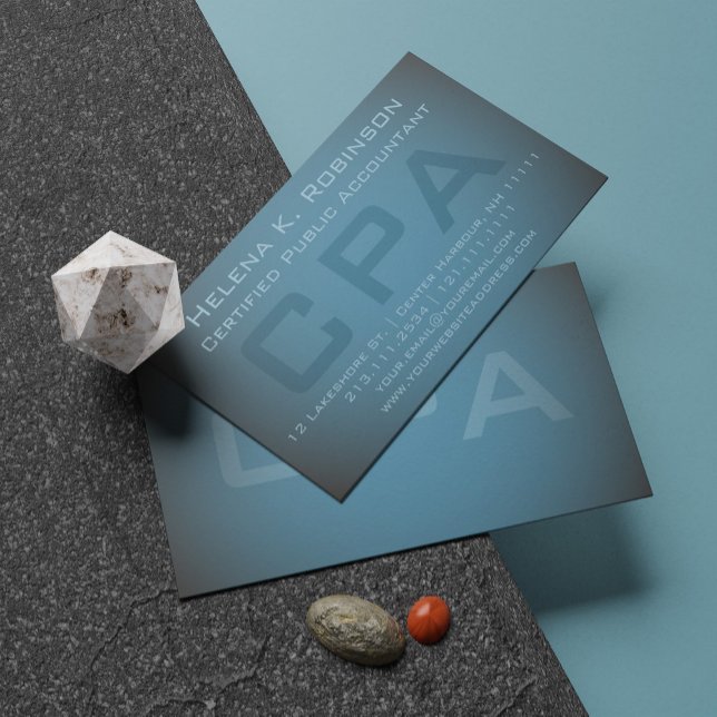 Elegant CPA Certified Public Accountant Teal Green Business Card (Creator Uploaded)
