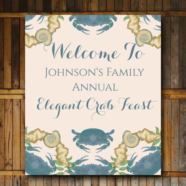 Elegant Crab Feast-Watercolor Blue Crabs, Seashell Tapestry (Creator Uploaded)