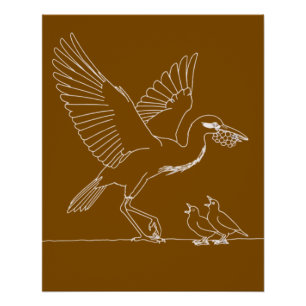 Elegant Crane Bird illustration  Poster