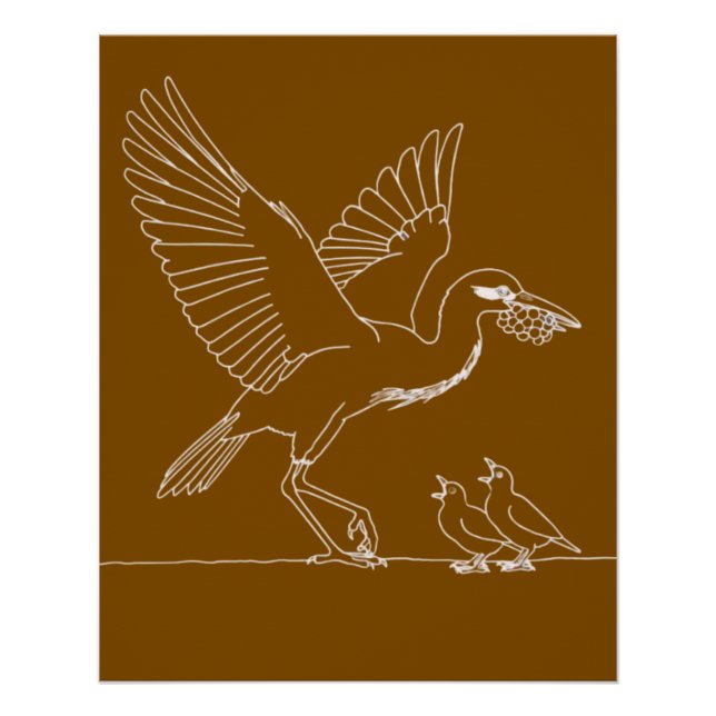 Elegant Crane Bird illustration  Poster (Front)