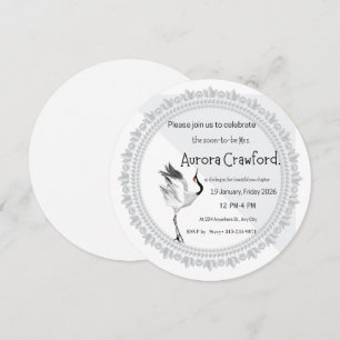 Elegant Crane Bridal Shower Invitation Round Asi