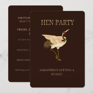 Elegant Crane Hen Party Invitation, Custom Bride t Invitation