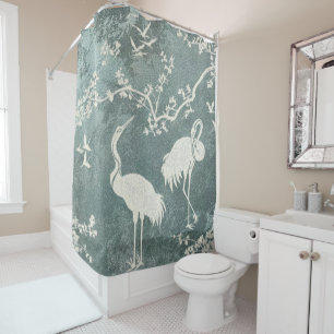 Elegant Cranes Art Pattern Colourful Crane Birds Shower Curtain