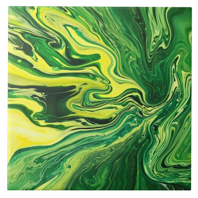 Elegant Crazy Agate 5 - Green Yellow Ceramic Tile (Front)