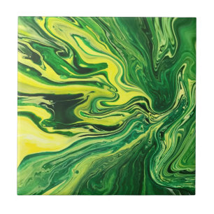 Elegant Crazy Agate 5 - Green Yellow Ceramic Tile