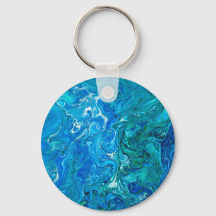 Elegant Crazy Lace Agate 2 - Blue Aqua Key Ring