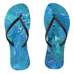 Elegant Crazy Lace Agate 2 - Blue Aqua Thongs