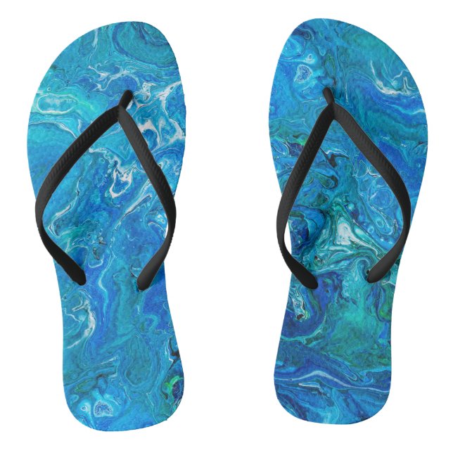 Elegant Crazy Lace Agate 2 - Blue Aqua Thongs (Footbed)