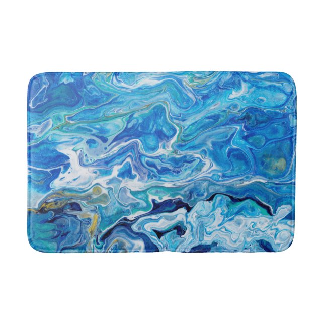 Elegant Crazy Lace Agate 6 - Ocean Blue Bath Mat (Front)