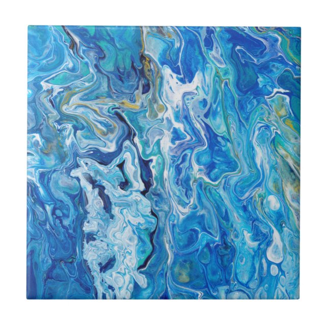 Elegant Crazy Lace Agate 6 - Ocean Blue Ceramic Tile (Front)