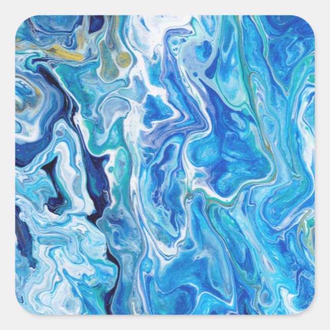 Elegant Crazy Lace Agate 6 - Ocean Blue Square Sticker (Front)