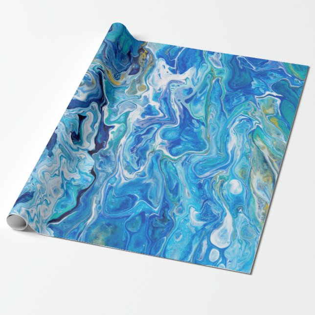 Elegant Crazy Lace Agate 6 - Ocean Blue Wrapping Paper (Unrolled)
