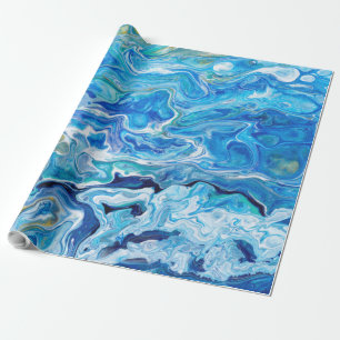 Elegant Crazy Lace Agate 6 - Ocean Blue Wrapping Paper