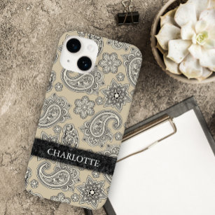 Elegant Cream and Black Paisley Case-Mate iPhone 14 Case