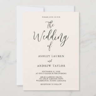 Elegant Cream and Black Wedding Invitation