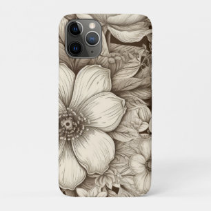 Elegant Cream and Brown Floral with Depth iPhone 11 Pro Case