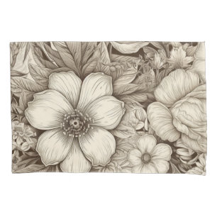 Elegant Cream and Brown Floral with Depth Pillowcase