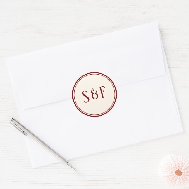 Elegant Cream and Burgundy Monogram Envelope Seal (Envelope)