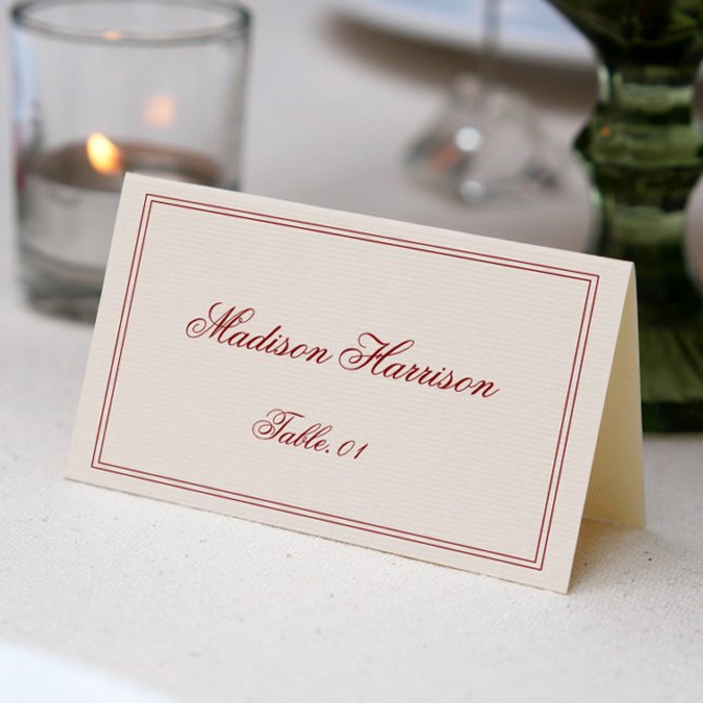 Elegant Cream and Burgundy Wedding Place Card DIY (Creator Uploaded)