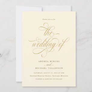 Elegant Cream and Gold Luxury Wedding Invitation