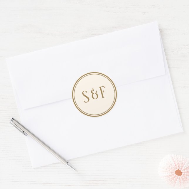 Elegant Cream and Gold Monogram Envelope Seal (Envelope)