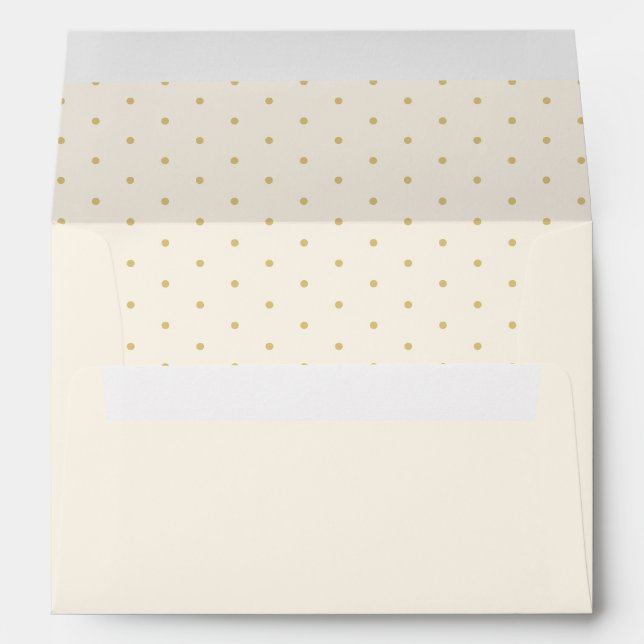 Elegant Cream and Gold Polka Dots Envelope (Back (Bottom))