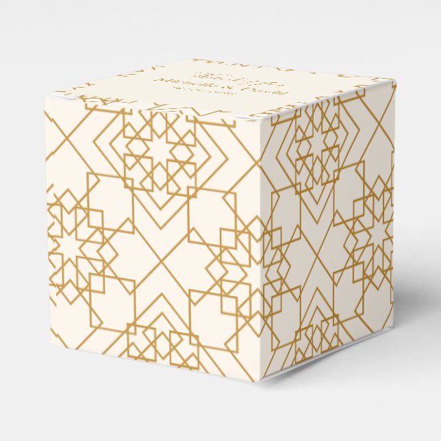 Elegant Cream And Gold Wedding Favour Box (Front Side)