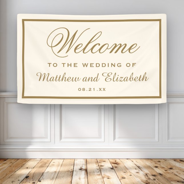 Elegant Cream and Gold Wedding Welcome Banner (Creator Uploaded)